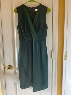 Reiss Deep Green Sleeveless Wrap-Front Dress